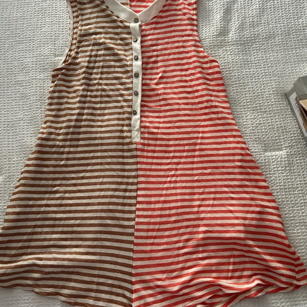 Striped Sleeveless Button-Up Romper